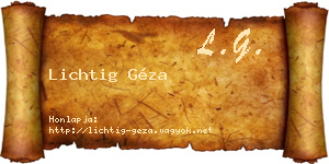 Lichtig Géza névjegykártya